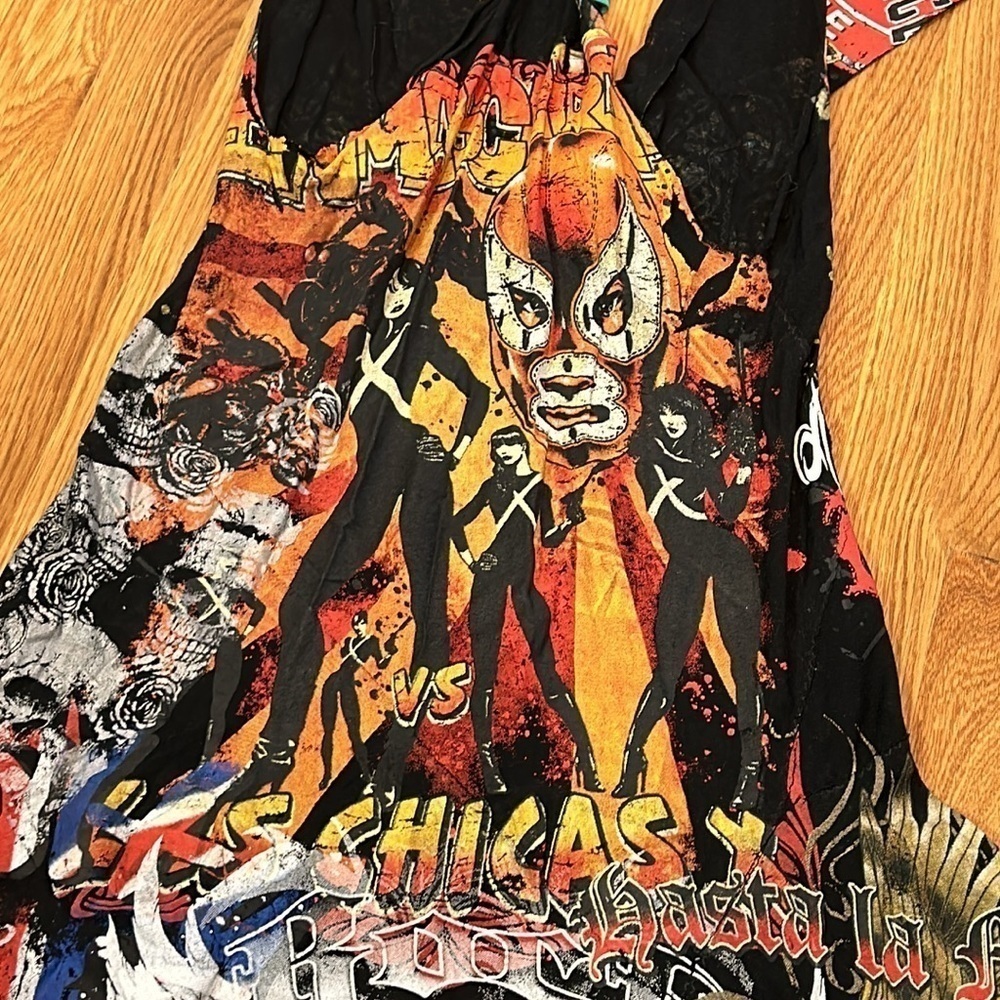 Vintage Rana Rojo custom rock & roll moto high low midi dress size small 4 black - Picture 9 of 11